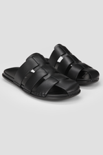 כפכפי עור לגברים בצבע שחור 
