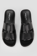 כפכפי עור לגברים בצבע שחור 