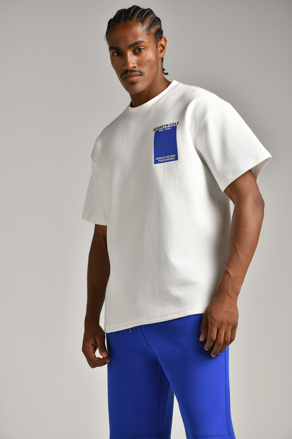 טי שירט אוברסייז דפוס ריבוע לגברים