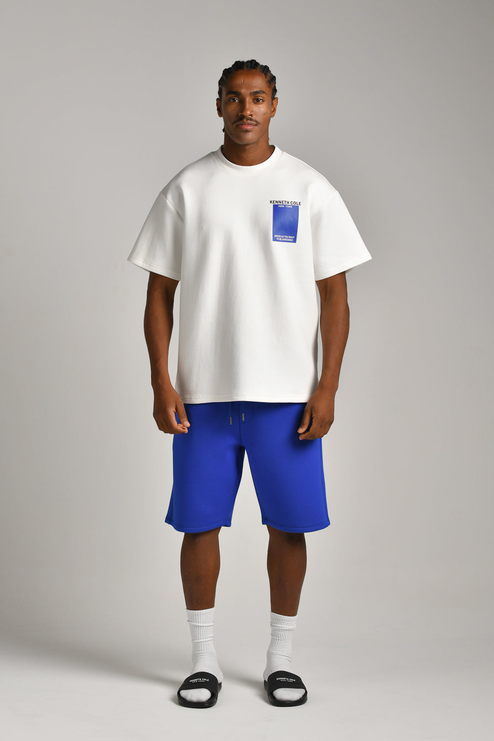 טי שירט אוברסייז דפוס ריבוע לגברים