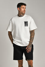 טי שירט אוברסייז דפוס ריבוע לגברים