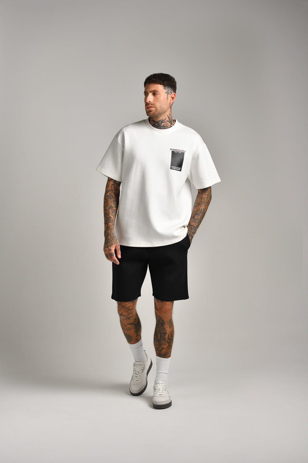 טי שירט אוברסייז דפוס ריבוע לגברים