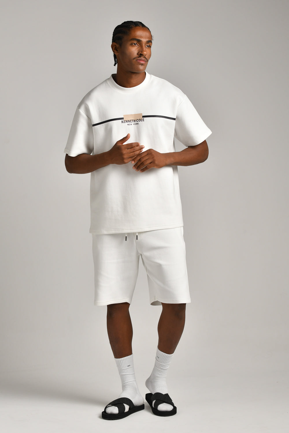 טי שירט אוברסייז סנטר פרינט לגברים