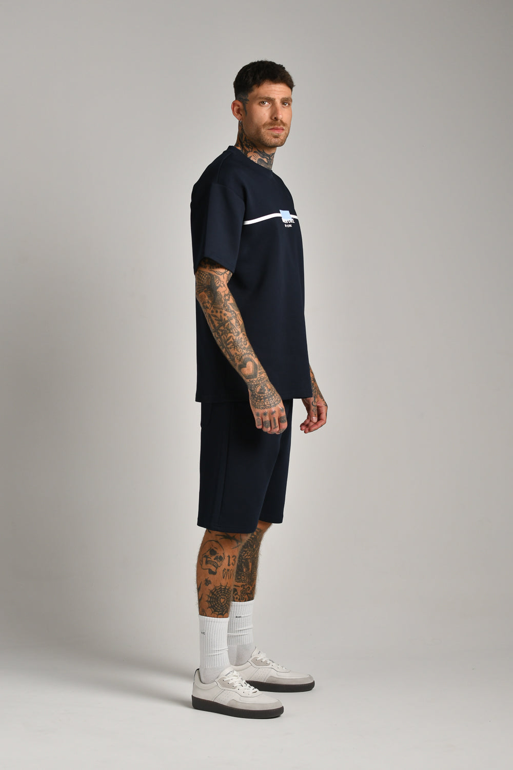 טי שירט אוברסייז סנטר פרינט לגברים