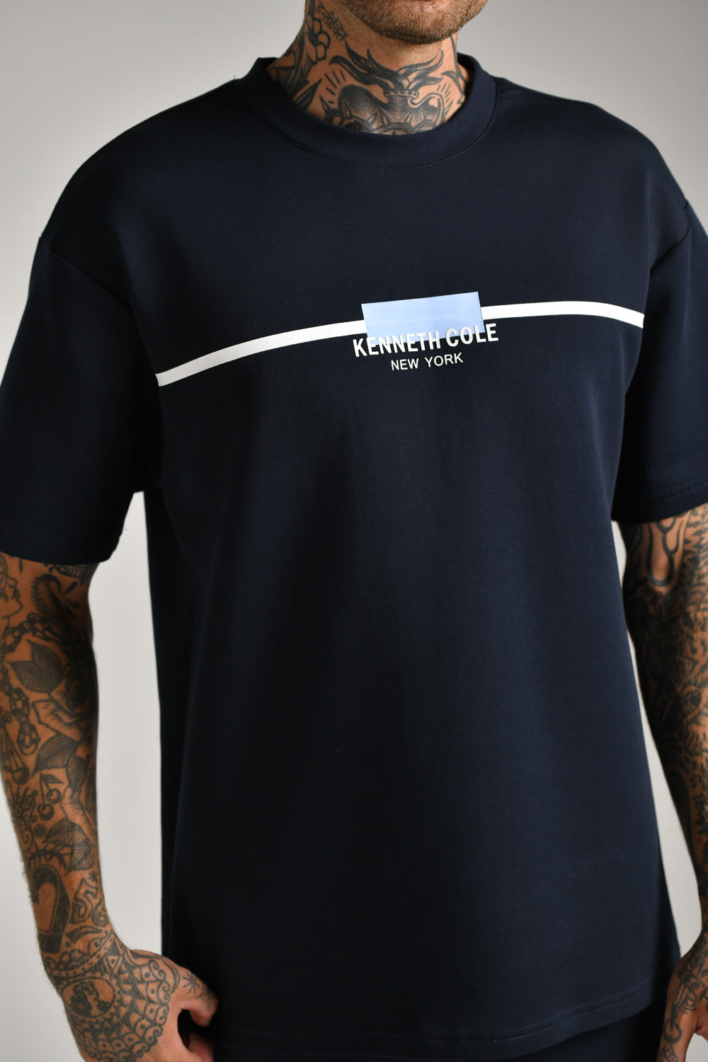 טי שירט אוברסייז סנטר פרינט לגברים