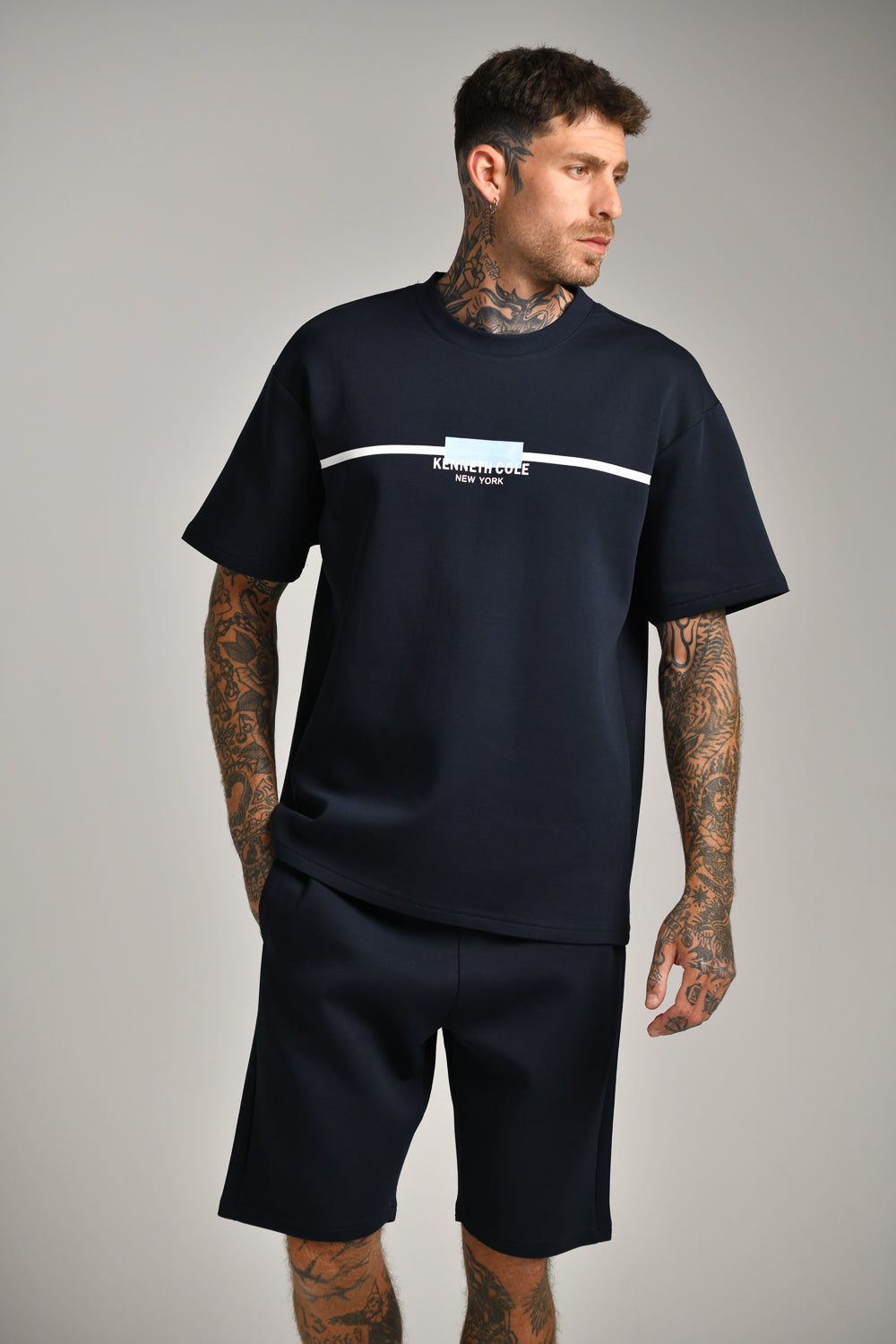 טי שירט אוברסייז סנטר פרינט לגברים