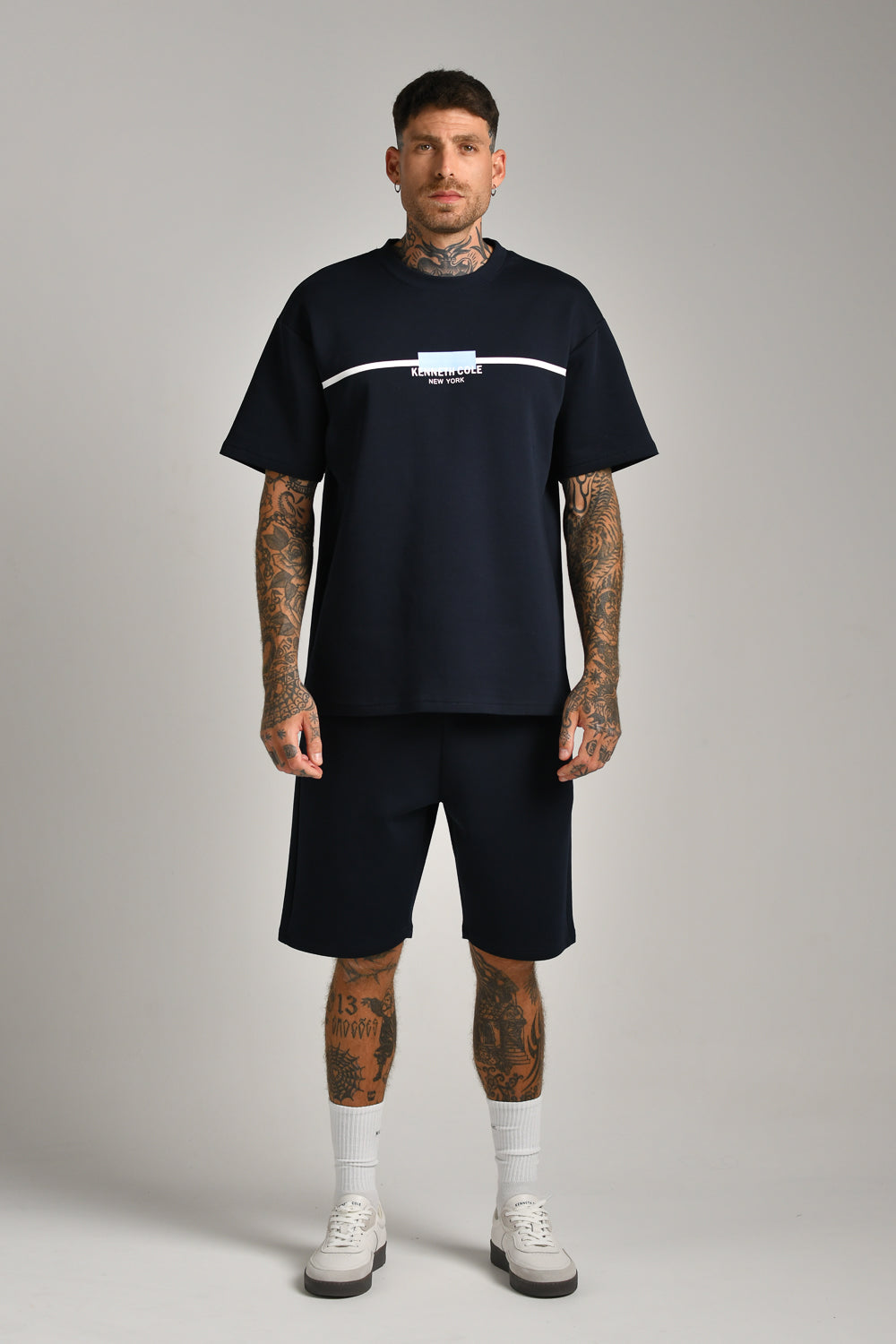 טי שירט אוברסייז סנטר פרינט לגברים