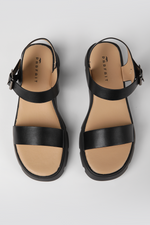 סנדלים דמוי עור עם סוליית טרקטור בצבע שחור