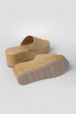 כפכפי פלטפורמה רצועה רחבה בצבע בז'