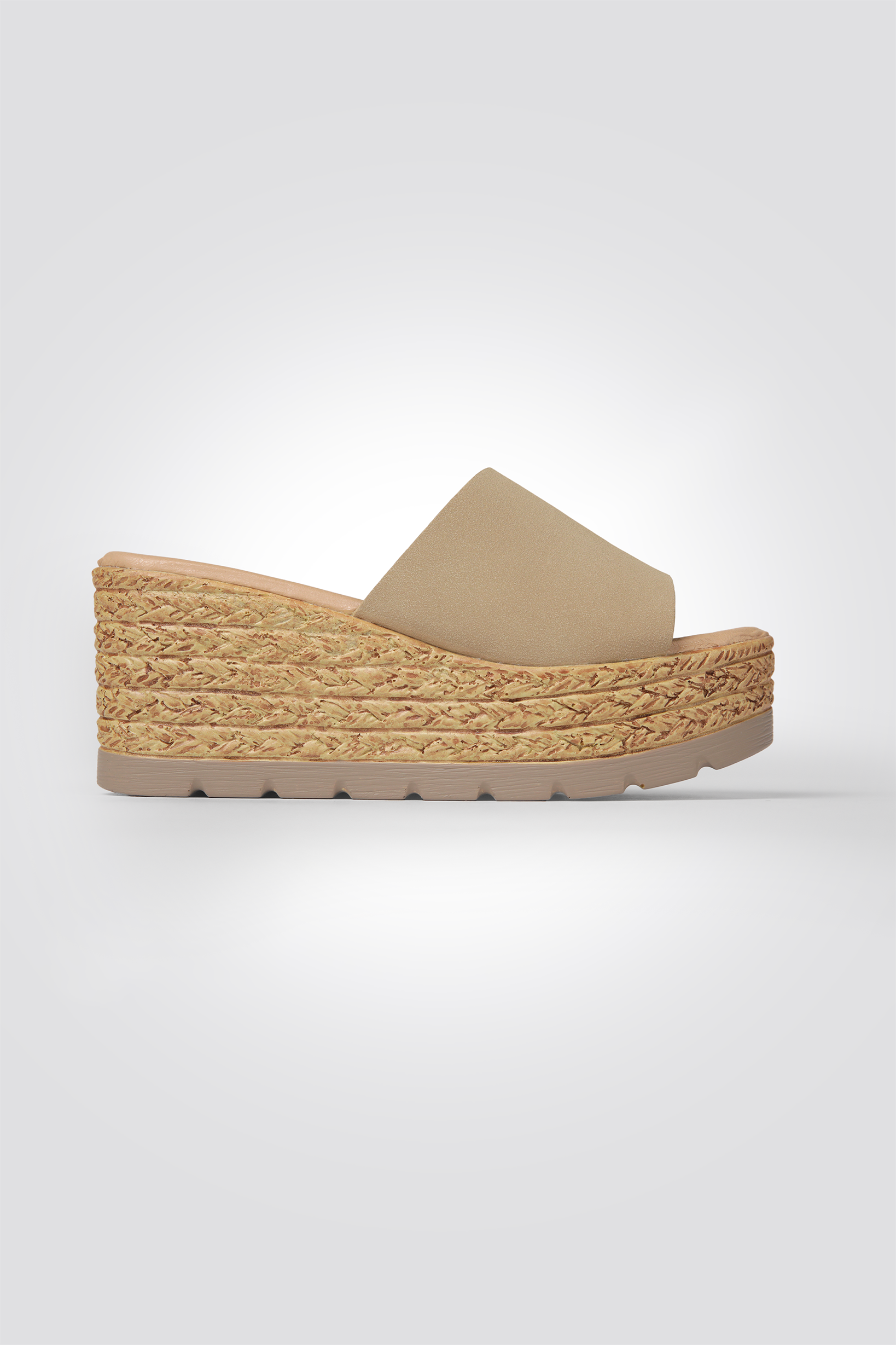 כפכפי פלטפורמה רצועה רחבה בצבע בז'