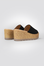 כפכפי פלטפורמה רצועה רחבה בצבע שחור