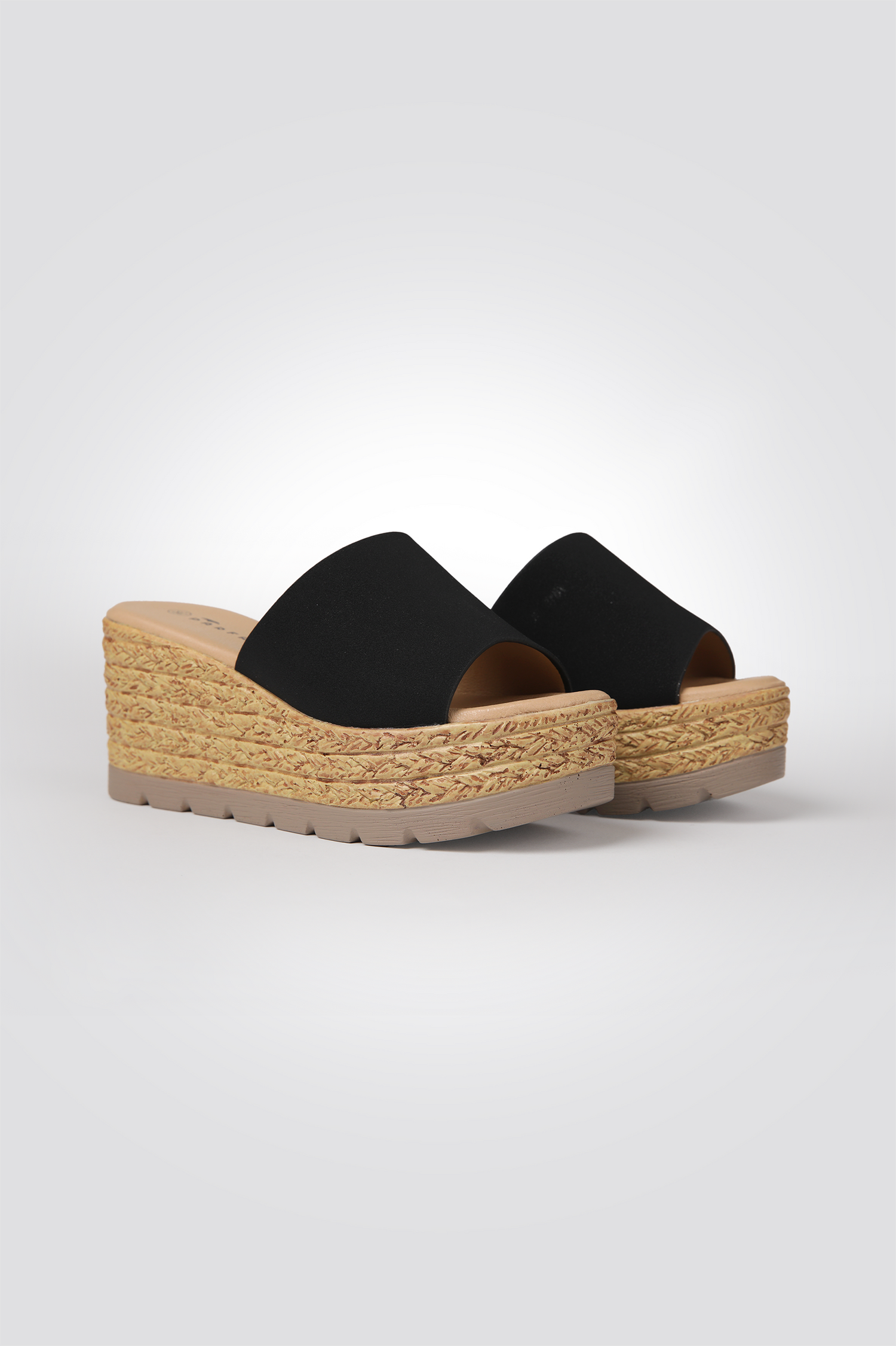 כפכפי פלטפורמה רצועה רחבה בצבע שחור