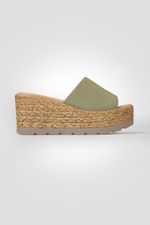 כפכפי פלטפורמה רצועה רחבה בצבע ירוק