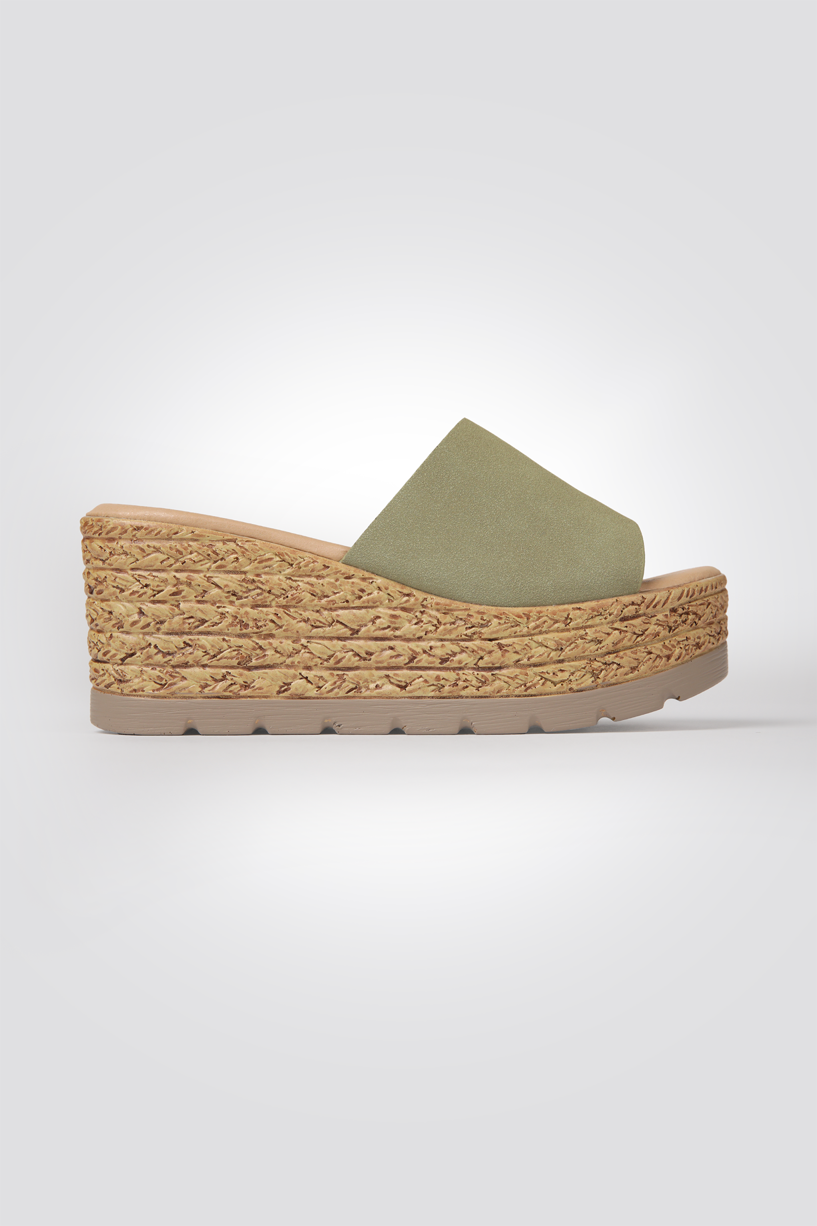 כפכפי פלטפורמה רצועה רחבה בצבע ירוק