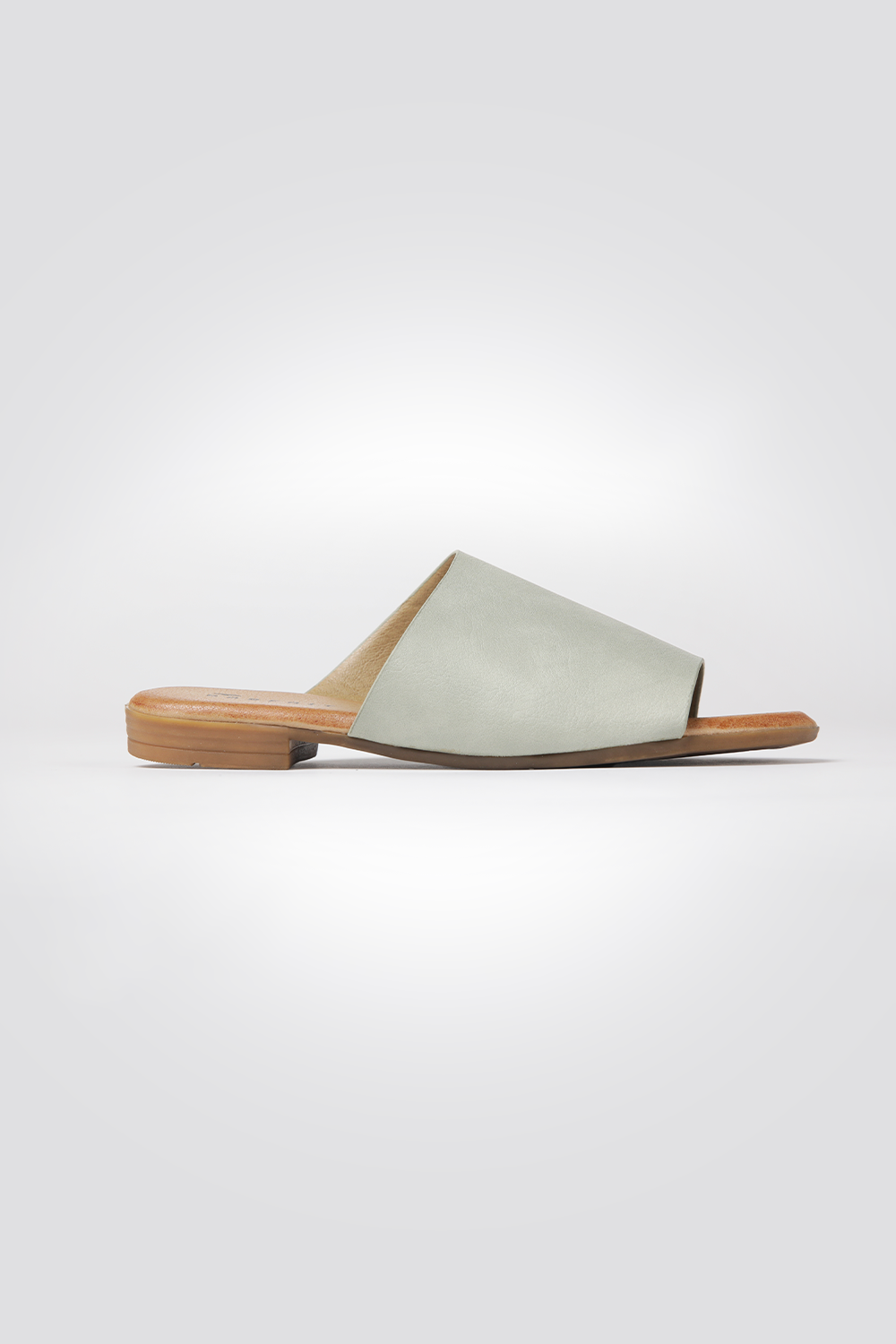 כפכפים דמוי עור רצועה רחבה בצבע ירוק בהיר