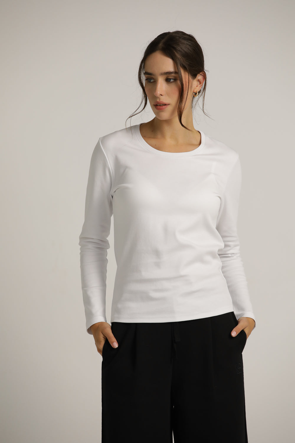 טישירט ארוכה עם צווארון עגול | קנת קול