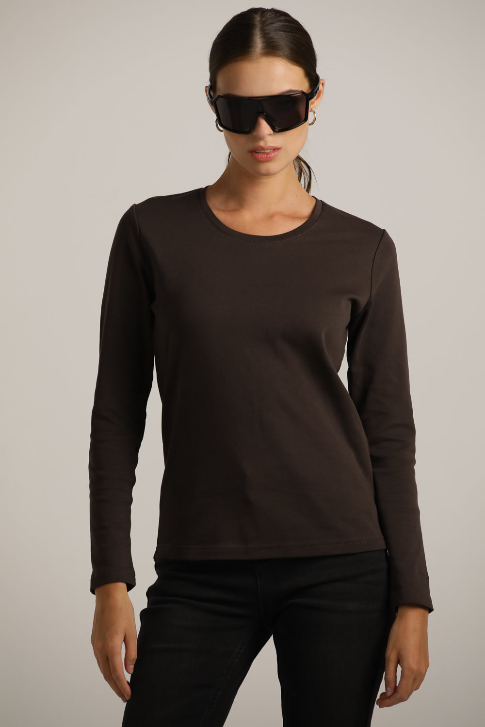 טישירט ארוכה עם צווארון עגול | קנת קול