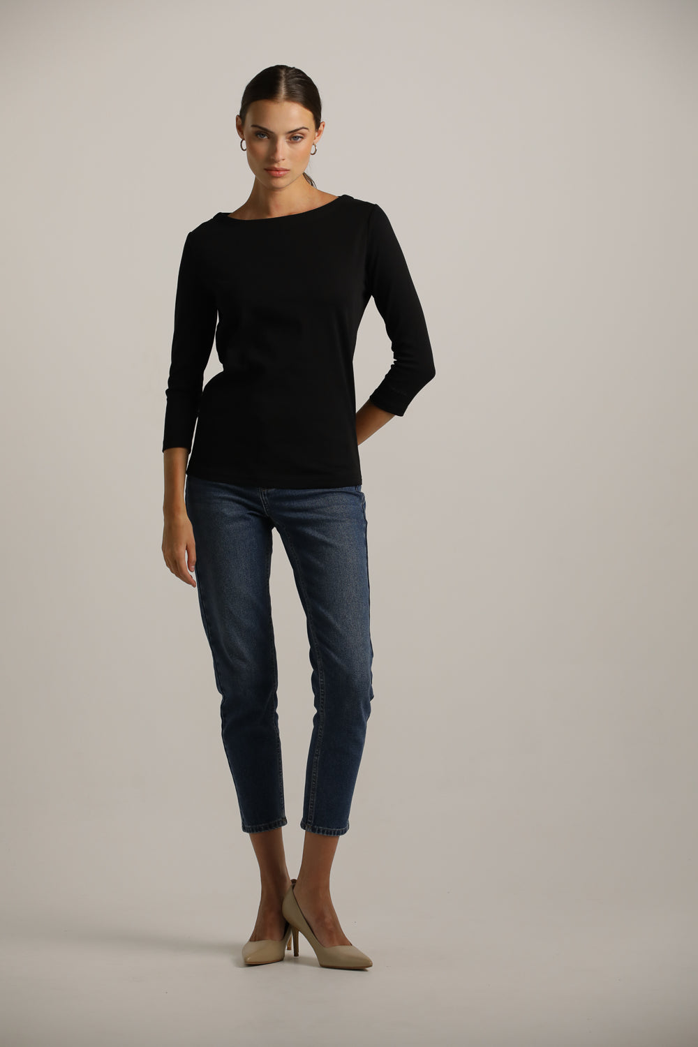 טישירט בייסיק עם שרוולים באורך 3/4 | קנת קול