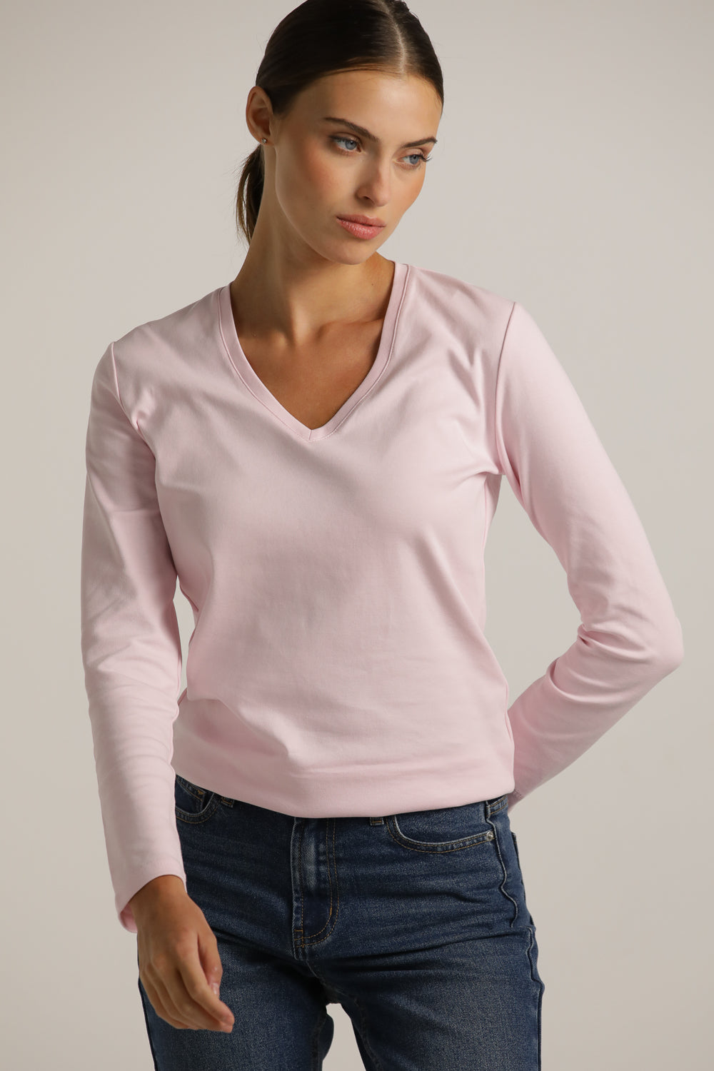 טישרט ארוכה עם צווארון וי  | קנת קול