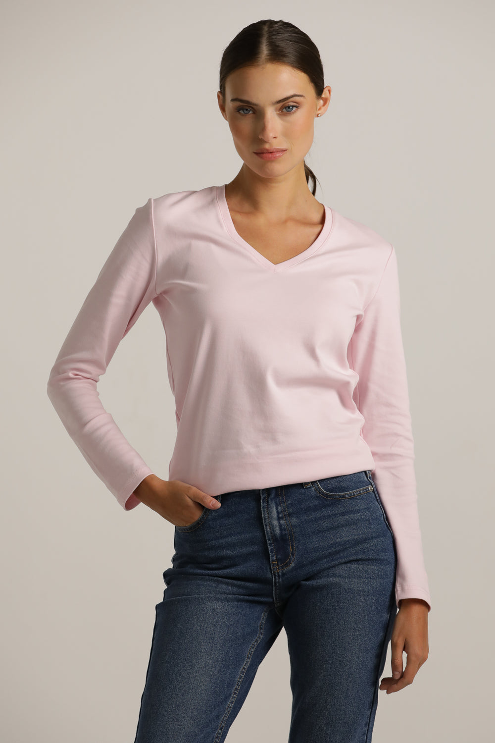 טישרט ארוכה עם צווארון וי  | קנת קול