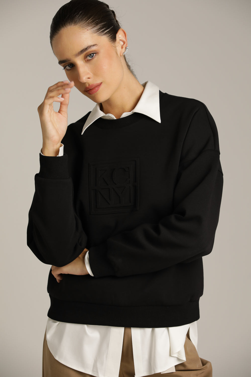 סווטשירט מבד רך עם לוגו בולט | קנת קול