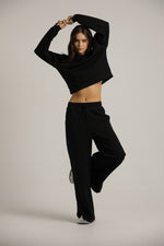 סווטשירט קרופ עם לוגו בחזית | קנת קול