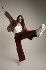 מכנסיים רחבים בסגנון מחויט עם פסי צד | קנת קול