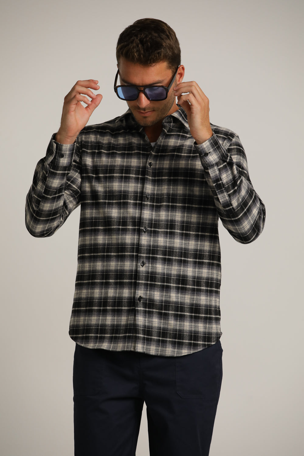 חולצת פלאנל מכופתרת בעיצוב משבצות | קנת קול