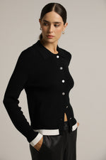 קרדיגן סרוג עם צווארון פולו | קנת קול