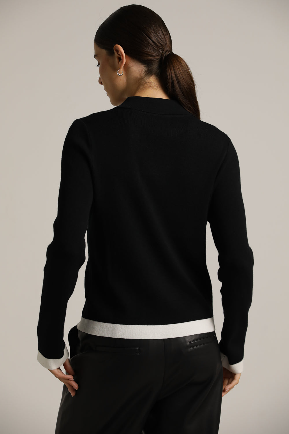 קרדיגן סרוג עם צווארון פולו | קנת קול