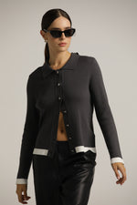 קרדיגן סרוג עם צווארון פולו | קנת קול