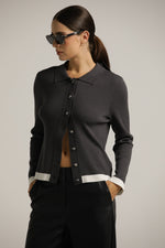 קרדיגן סרוג עם צווארון פולו | קנת קול