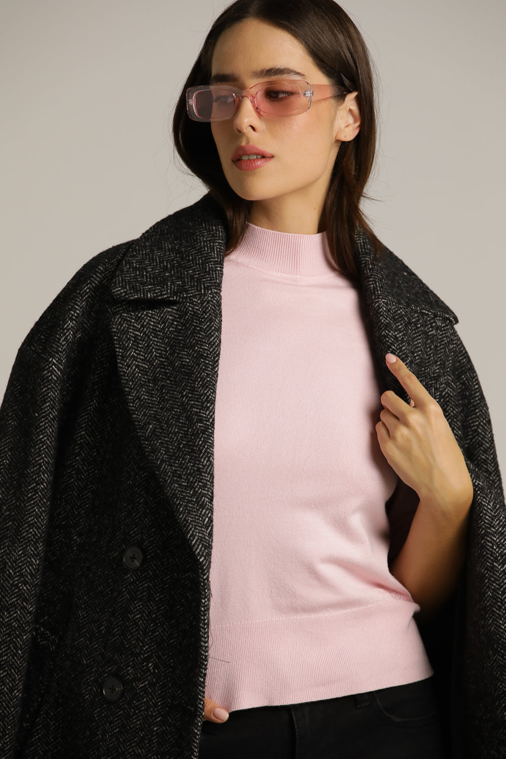 סריג גולף עם שרוול קצר וצווארון גבוה | קנת קול