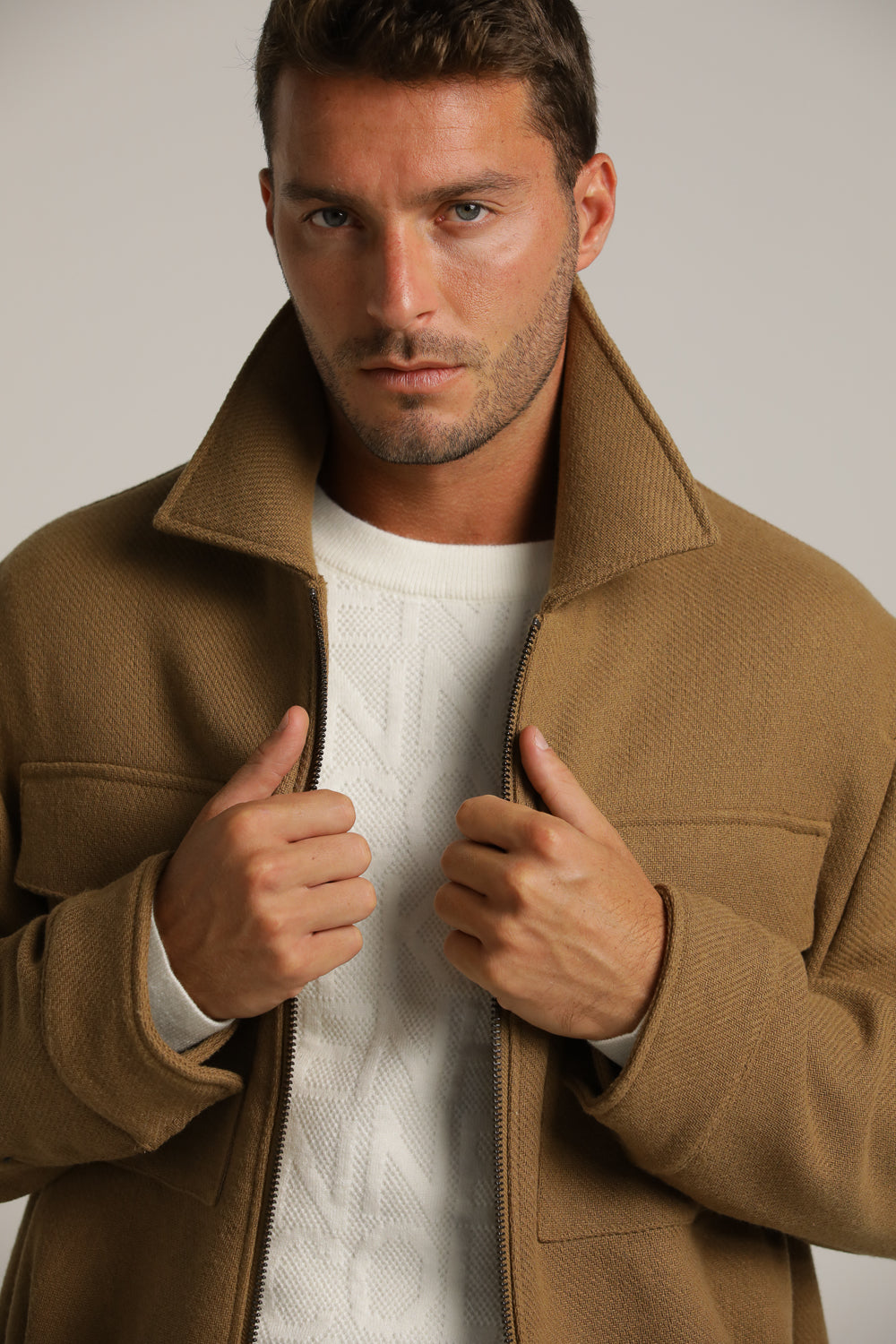 ג'קט בומבר במרקם ארוג מובלט | קנת קול