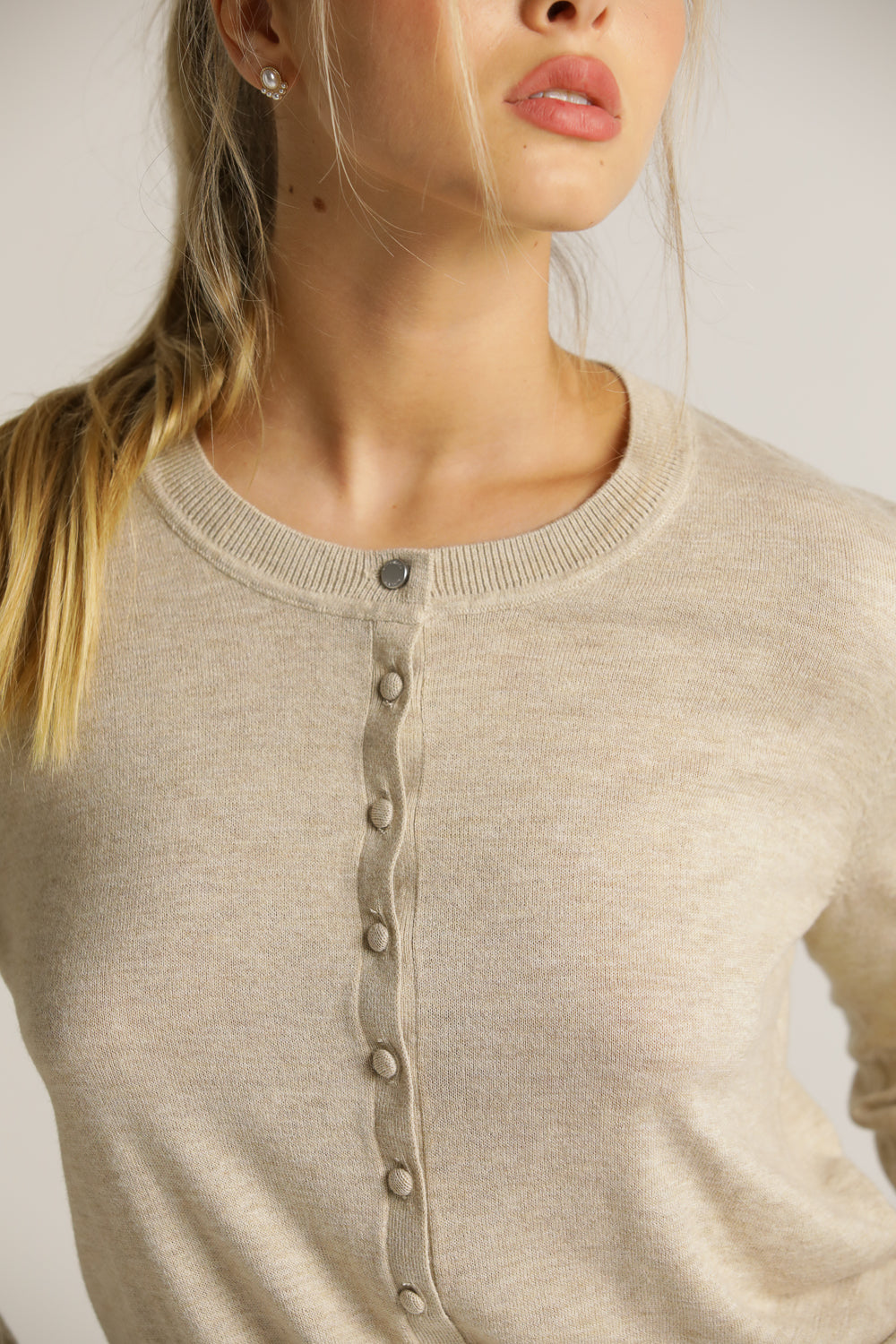 קרדיגן סריג ארוך עם כפתרה קדמית | קנת קול