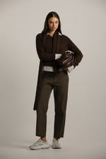 קרדיגן סריג ארוך עם כפתרה קדמית | קנת קול