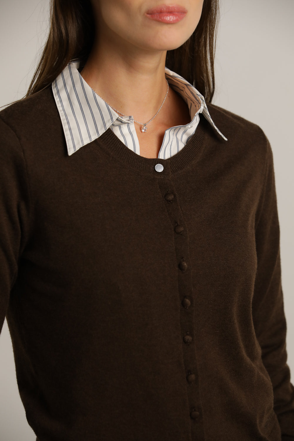 קרדיגן סריג ארוך עם כפתרה קדמית | קנת קול