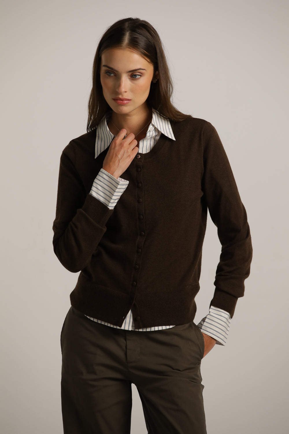 קרדיגן סריג ארוך עם כפתרה קדמית | קנת קול