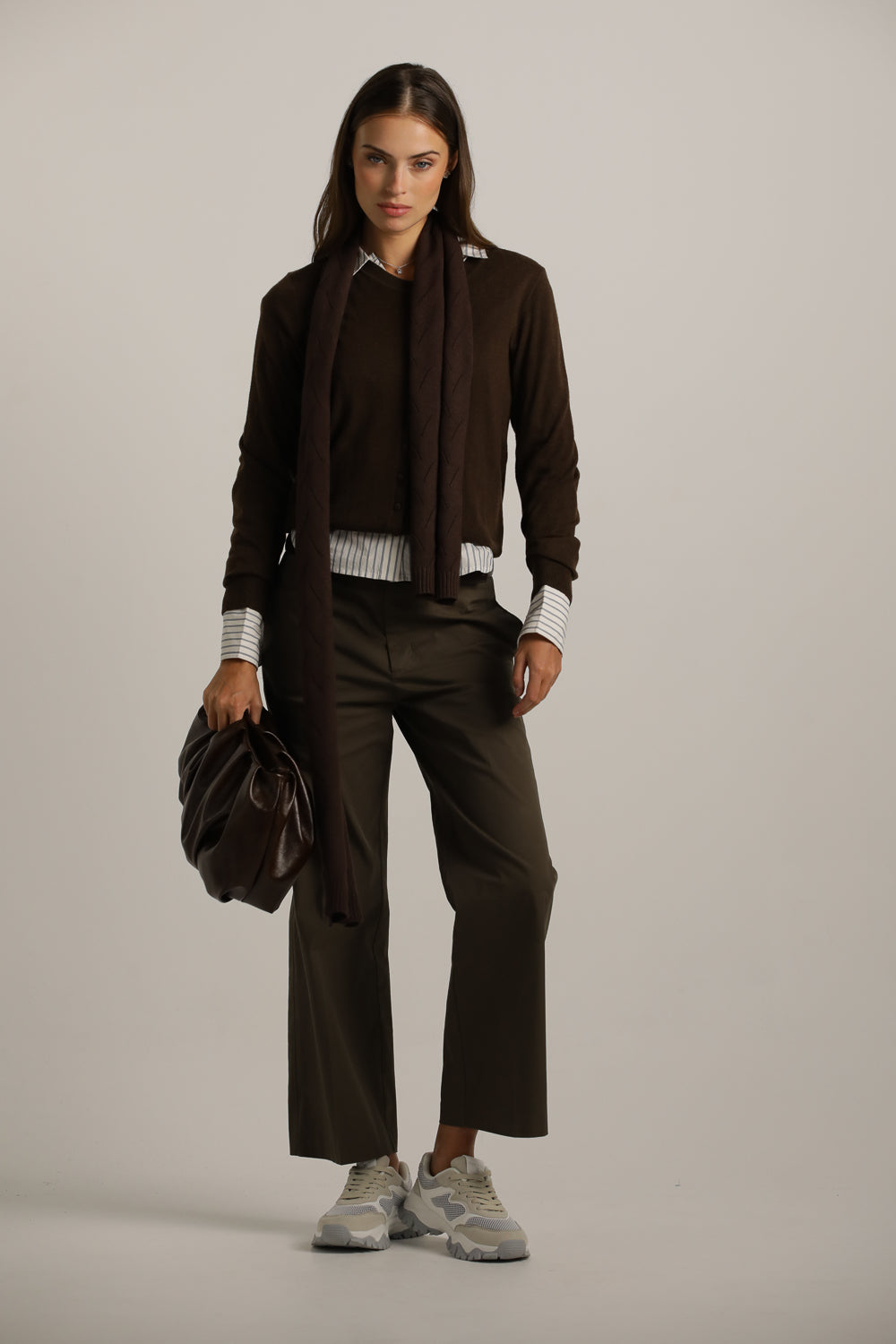 קרדיגן סריג ארוך עם כפתרה קדמית | קנת קול