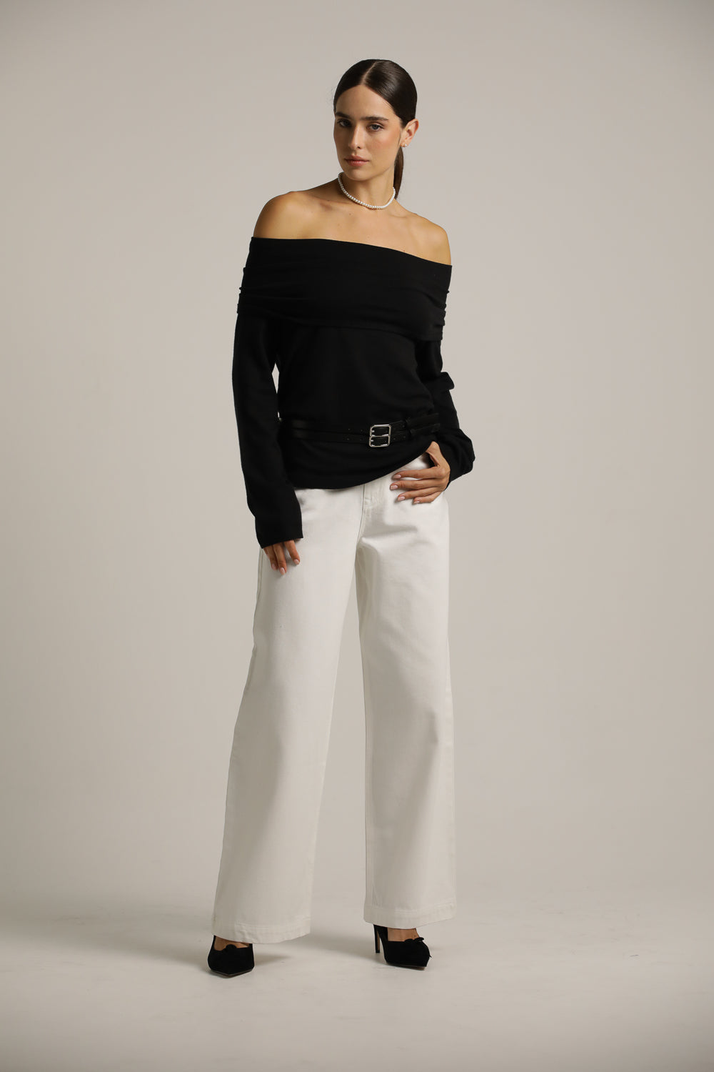 סריג אוף דה שולדר עם שרוולים ארוכים | קנת קול