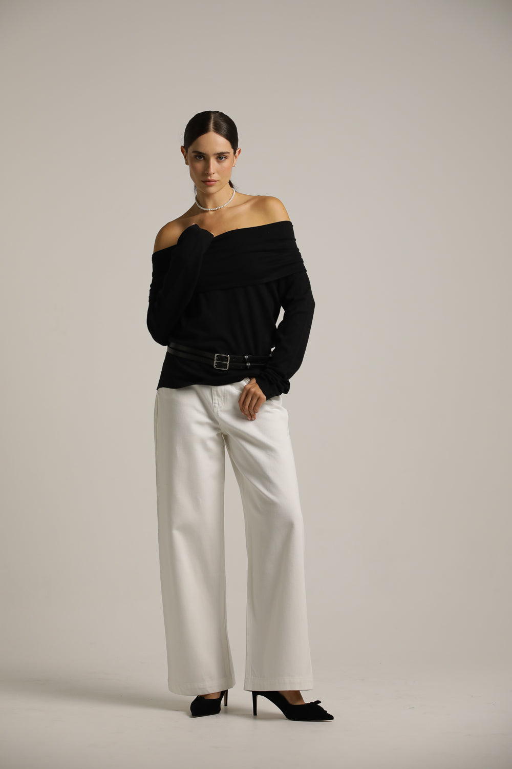 סריג אוף דה שולדר עם שרוולים ארוכים | קנת קול