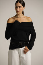 סריג אוף דה שולדר עם שרוולים ארוכים | קנת קול