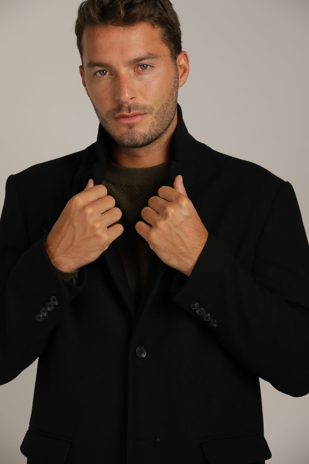 מעיל קלאסי ארוך במרקם צמרי | קנת קול