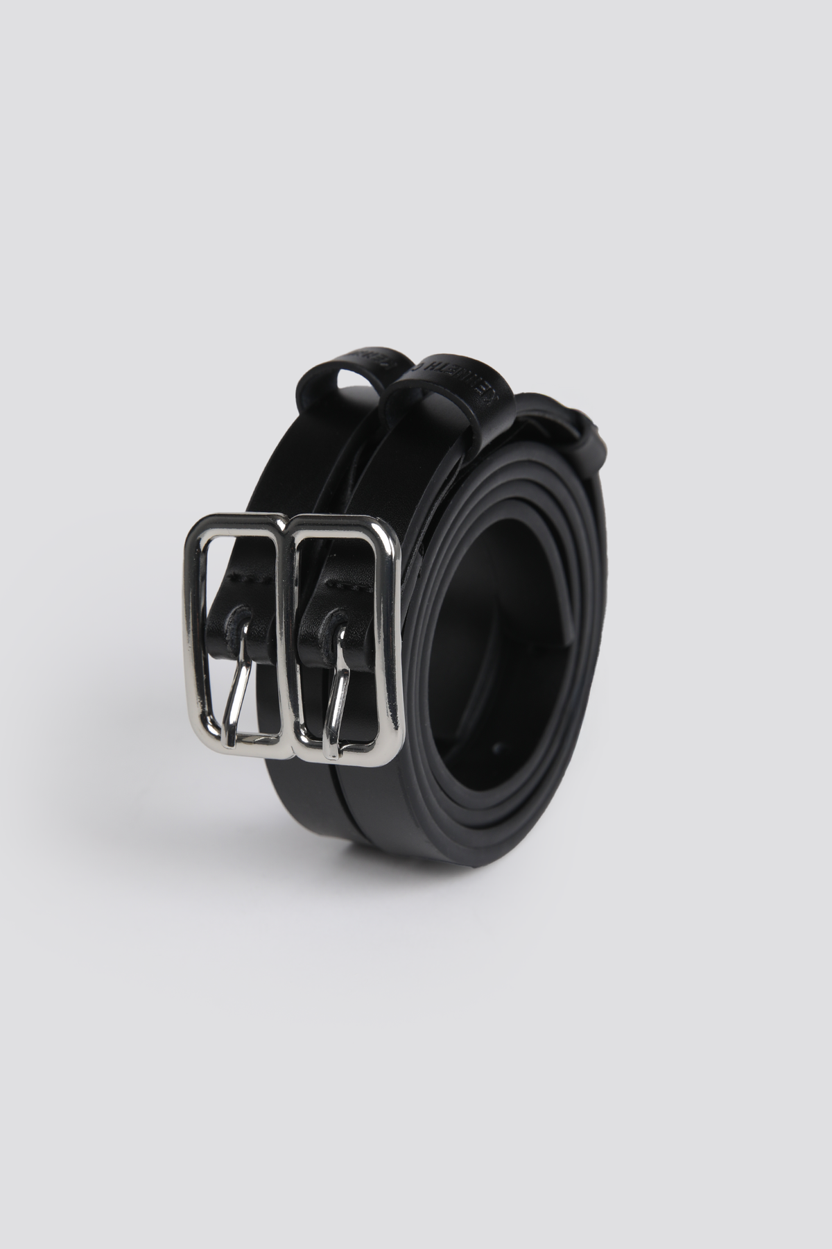 חגורת עור דקה כפולה בצבע שחור | קנת קול