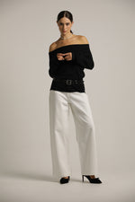 חגורת עור דקה כפולה בצבע שחור | קנת קול