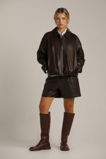 ג'קט בומבר עור עם קפלים | קנת קול 