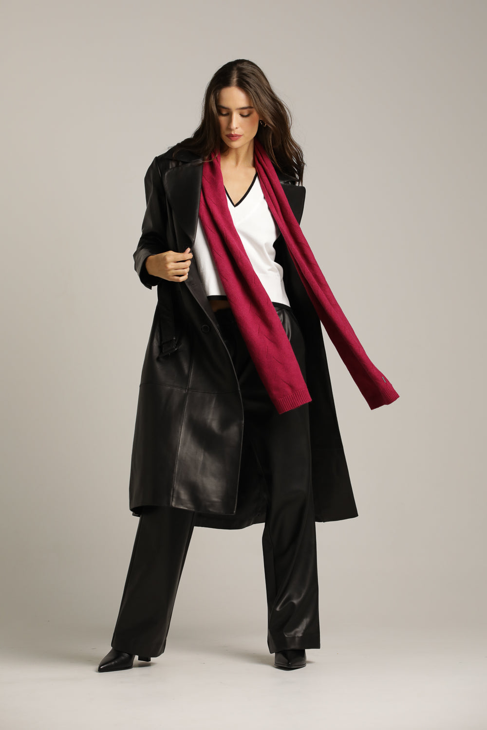 צעיף סרוג עם דוגמת צמה עדינה | קנת קול