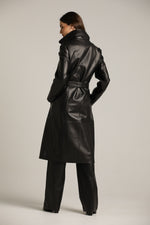 מעיל עור ארוך עם כפתרה מוצלבת | קנת קול