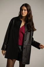 מעיל עור שחור בגזרה ישרה | קנת קול