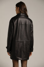 מעיל עור שחור בגזרה ישרה | קנת קול